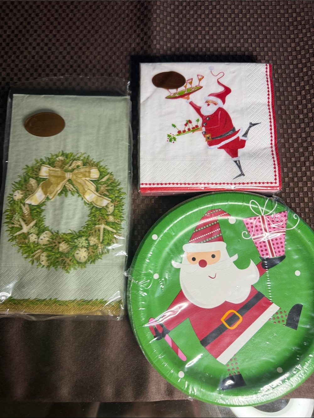 Caspari Festive Christmas Santa Paper Napkins & Santa paper plates